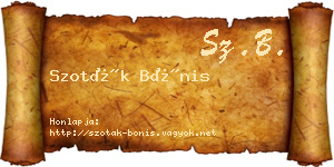 Szoták Bónis névjegykártya